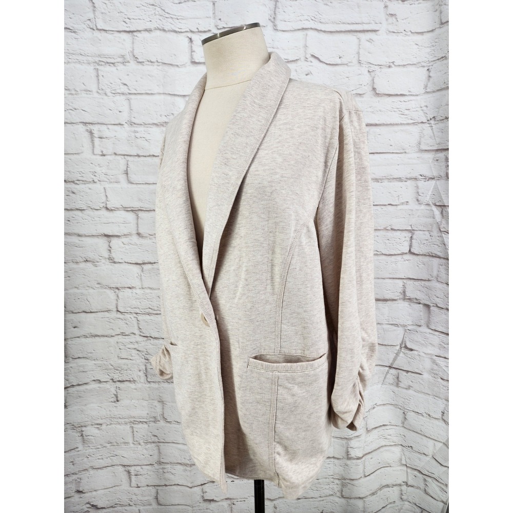 Susan Graver Cardigan Blazer Scrunched Sleeves Office Work Stretch Pockets XL - Picture 3 of 9